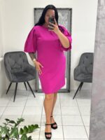 Ciklameno spalvos suknelė su kišenėmis | Dideli dydžiai 42–48 - Image 4